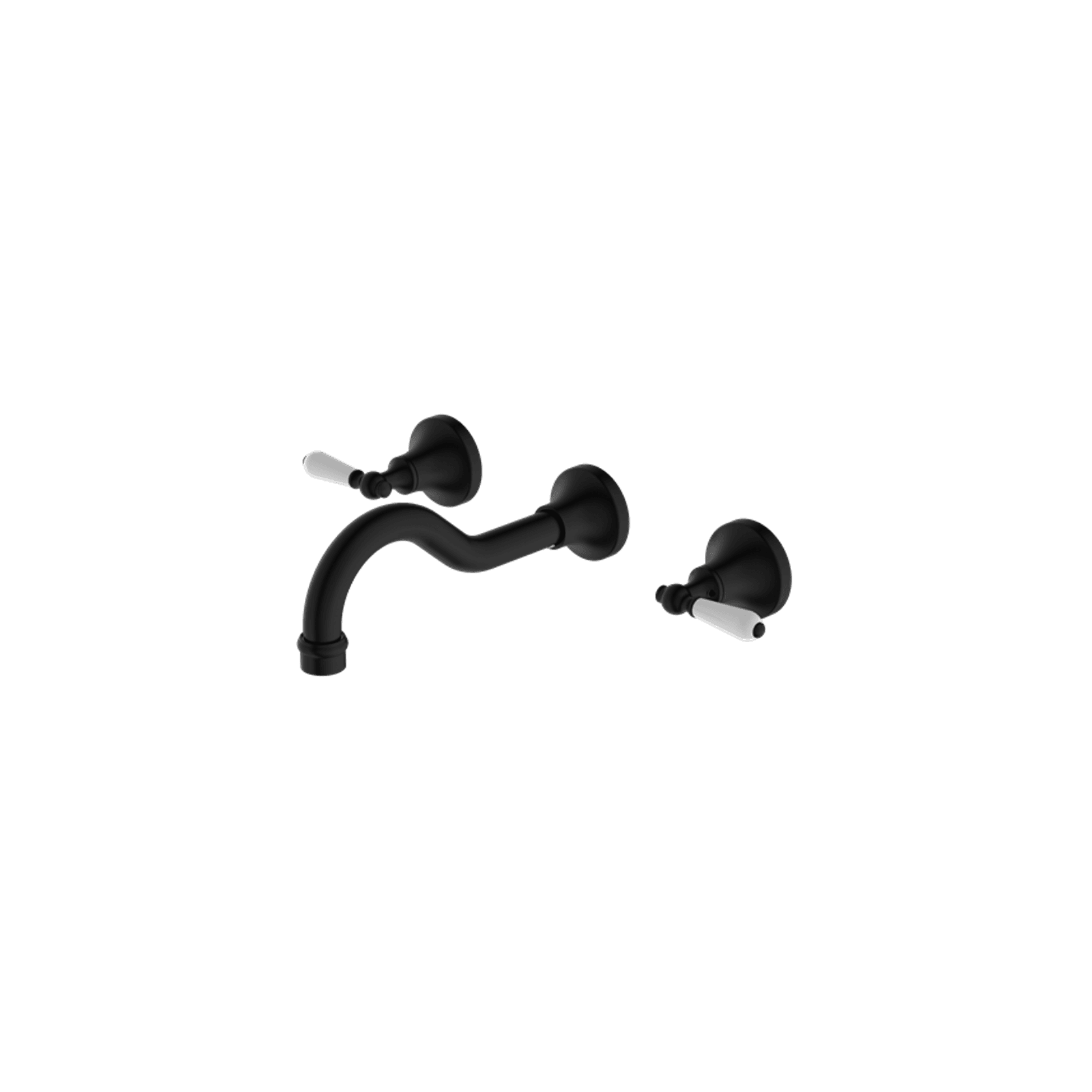 York Wall Basin Set With White Porcelain Lever Matte Black gallery detail image