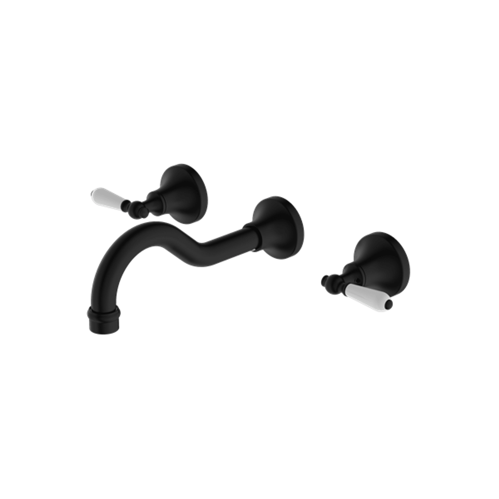 York Wall Basin Set With White Porcelain Lever Matte Black gallery detail image