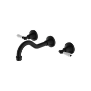 York Wall Basin Set With White Porcelain Lever Matte Black gallery detail image