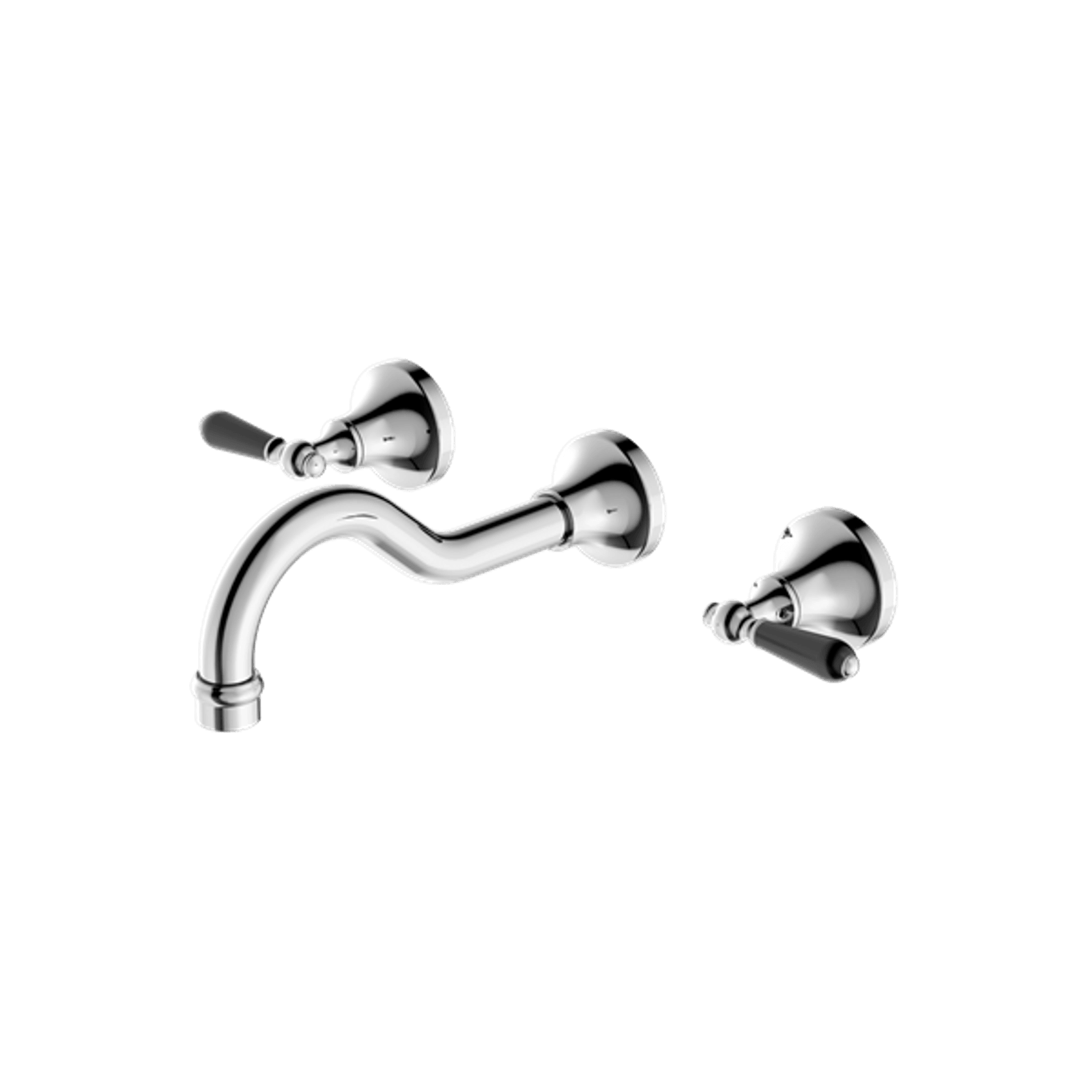 York Wall Basin Set With Black Porcelain Lever Chrome gallery detail image