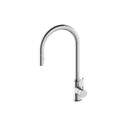 York Pull Out Sink Mixer With Vegie Spray Function With White Porcelain Lever Chrome gallery detail image