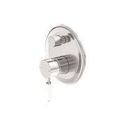 York Shower Mixer With Divertor With White Porcelain Lever Brushed Nickel gallery detail image