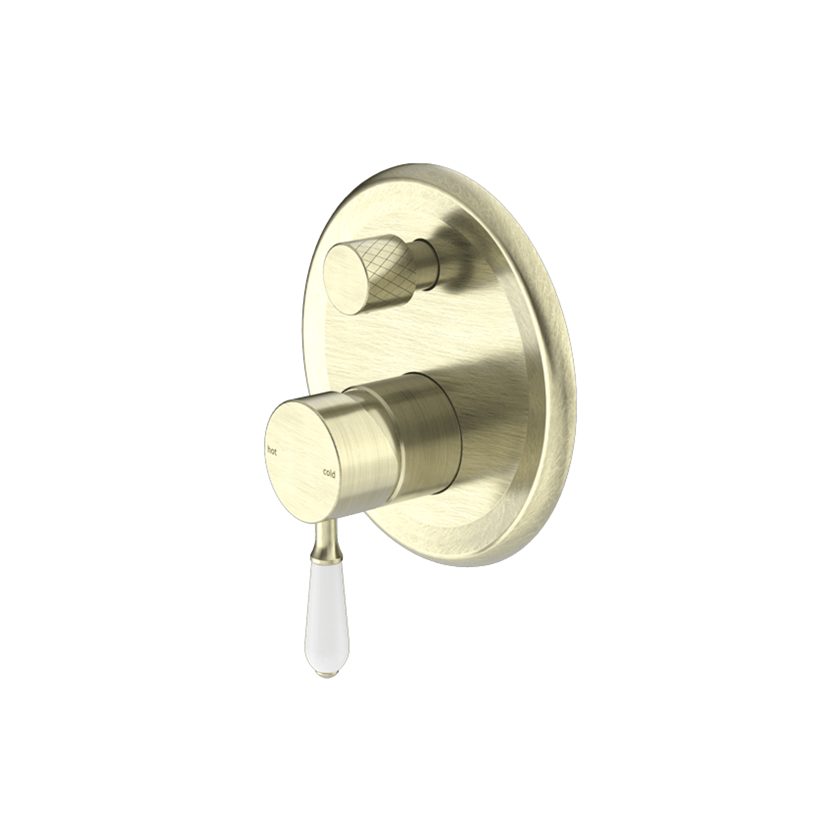 York Shower Mixer With Divertor With White Porcelain Lever Aged Brass gallery detail image