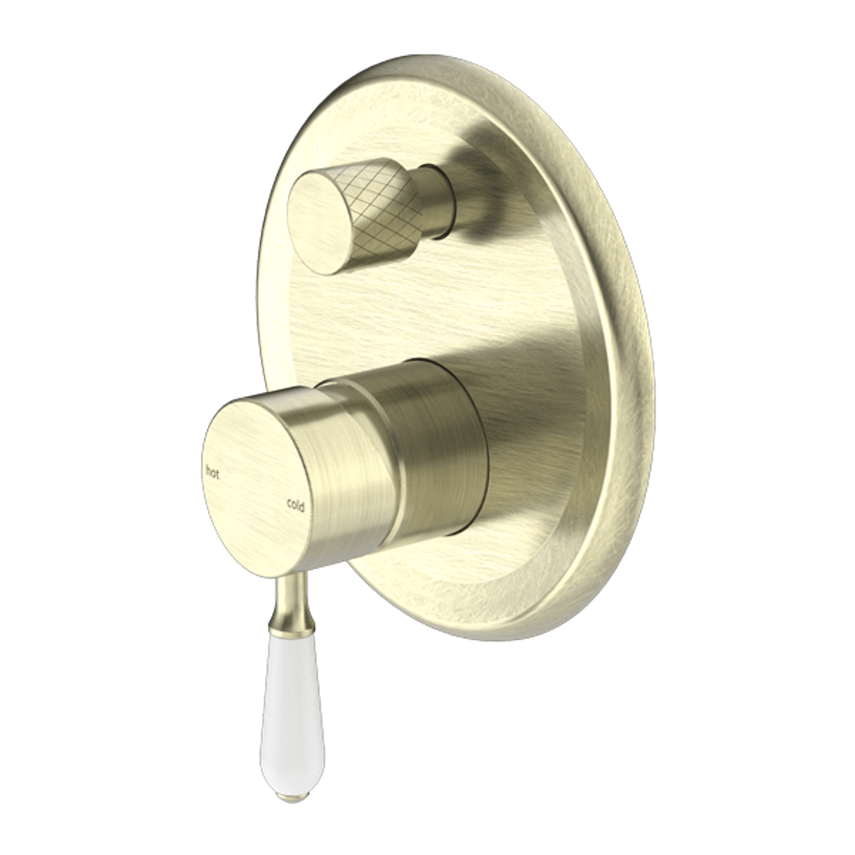 York Shower Mixer With Divertor With White Porcelain Lever Aged Brass gallery detail image