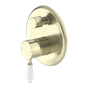 York Shower Mixer With Divertor With White Porcelain Lever Aged Brass gallery detail image