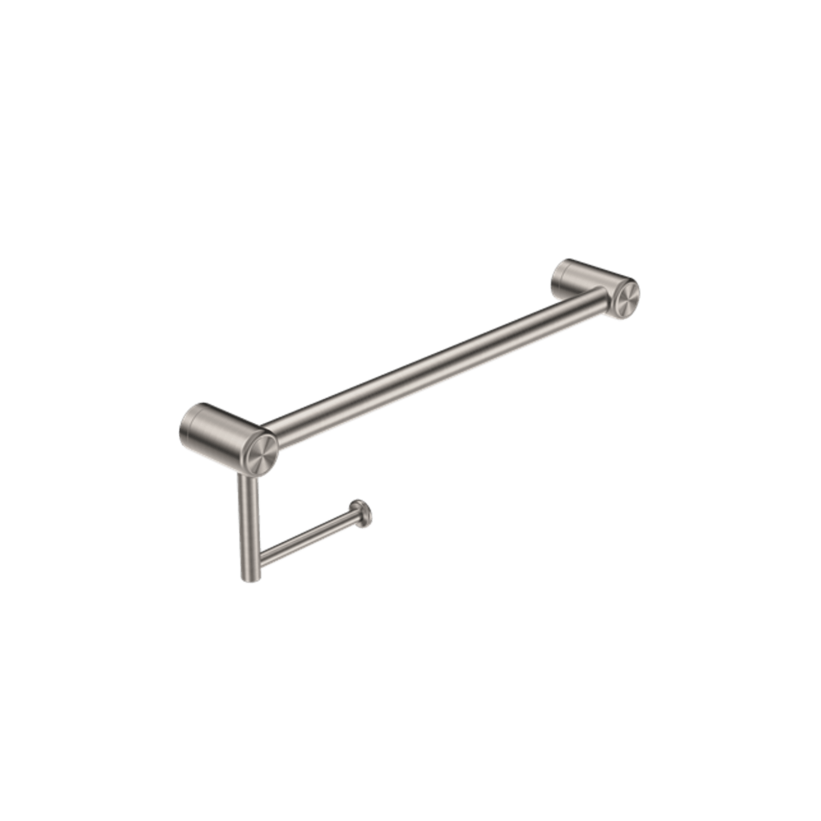 Mecca Care 32mm Grab Rail With Toilet Roll Holder 450mm Brushed Nickel gallery detail image