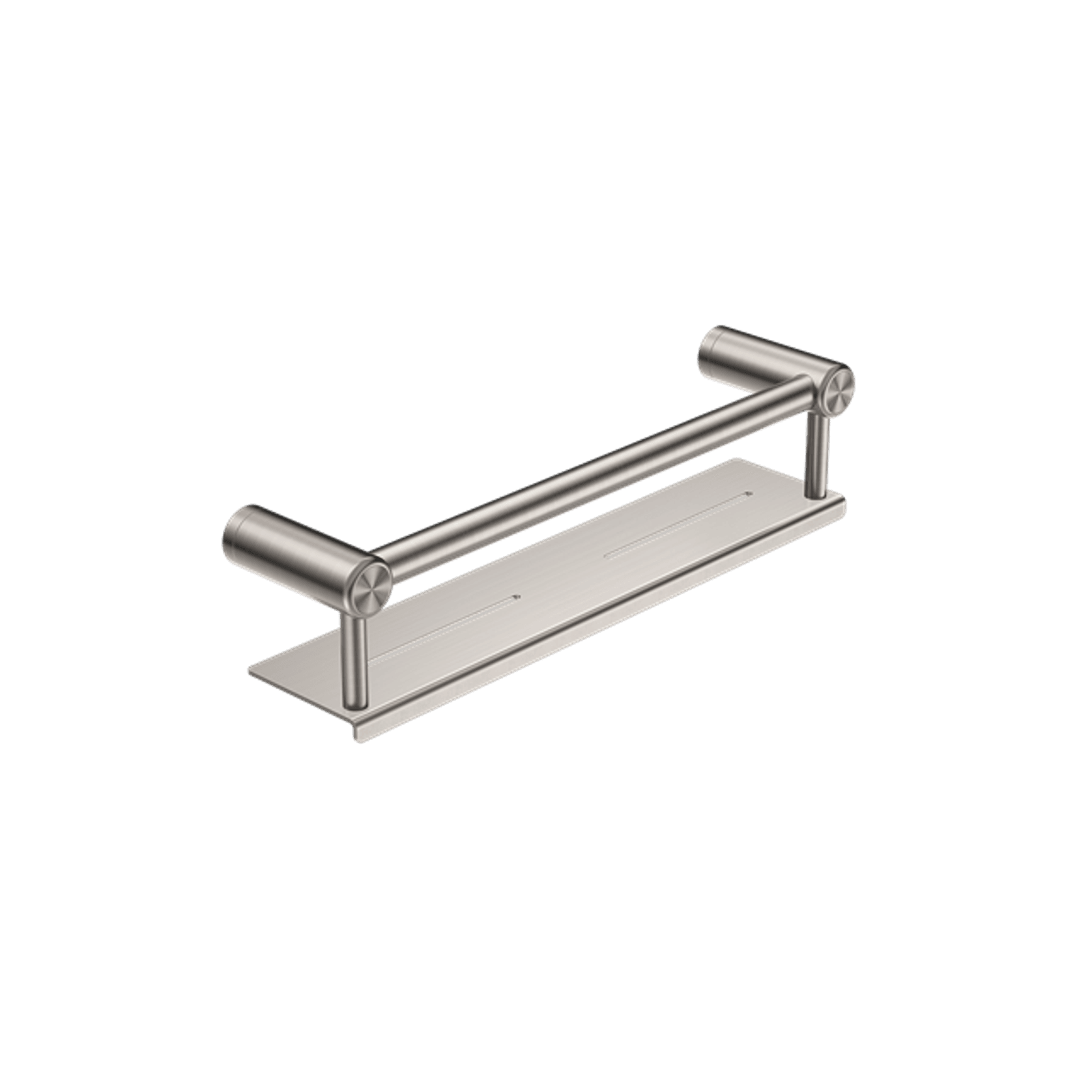 Mecca Care 25mm Grab Rail With Shelf 450mm Brushed Nickel gallery detail image