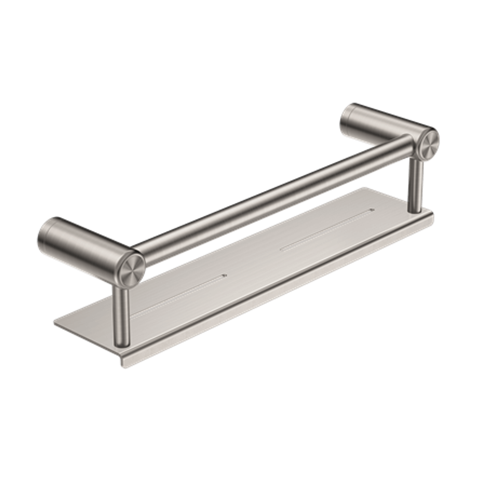 Mecca Care 25mm Grab Rail With Shelf 450mm Brushed Nickel gallery detail image