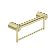 Mecca Care 32mm Grab Rail With Towel Holder 300mm Brushed Gold gallery detail image