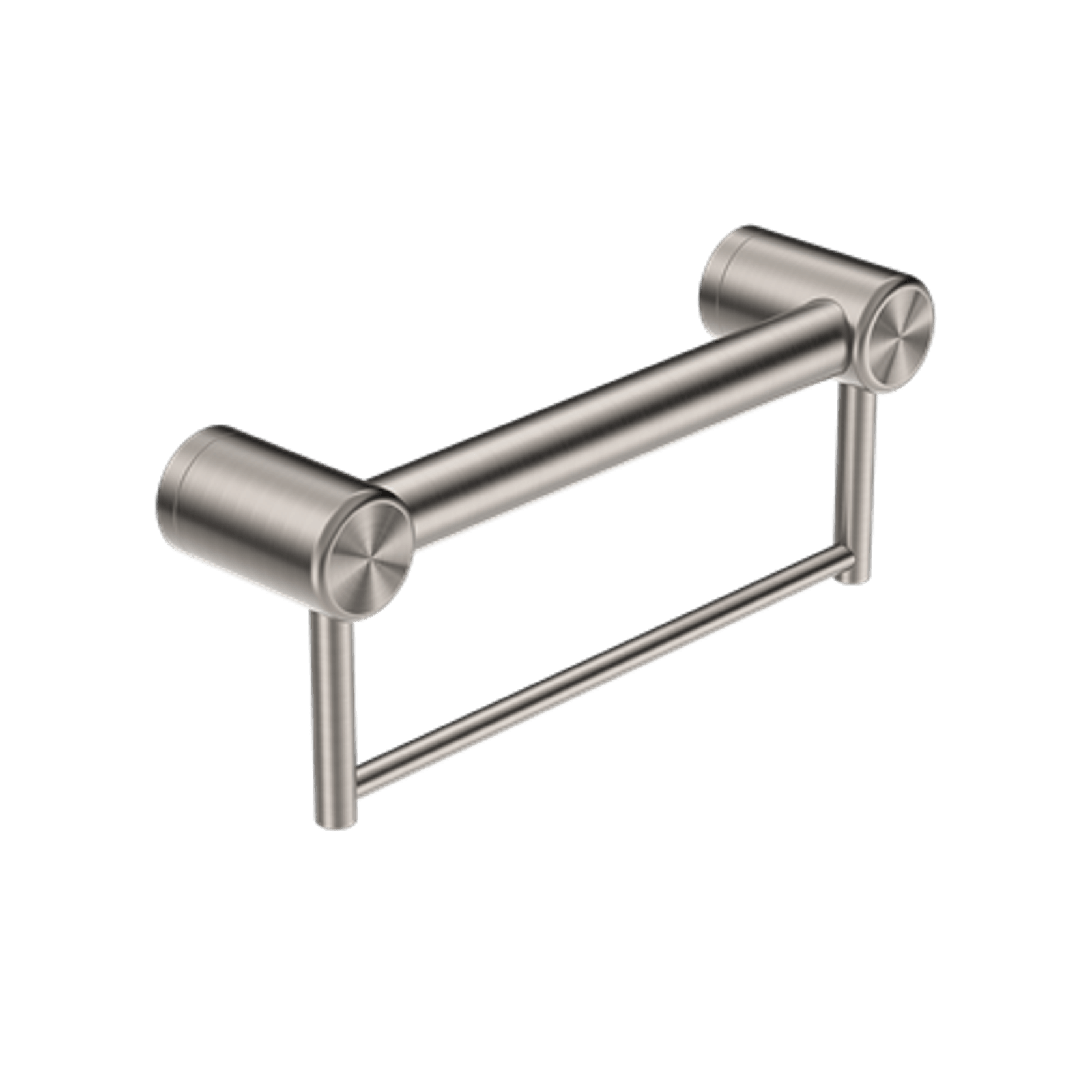 Mecca Care 32mm Grab Rail With Towel Holder 300mm Brushed Nickel gallery detail image