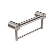 Mecca Care 32mm Grab Rail With Towel Holder 300mm Brushed Nickel gallery detail image