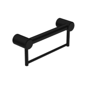 Mecca Care 32mm Grab Rail With Towel Holder 300mm Matte Black gallery detail image