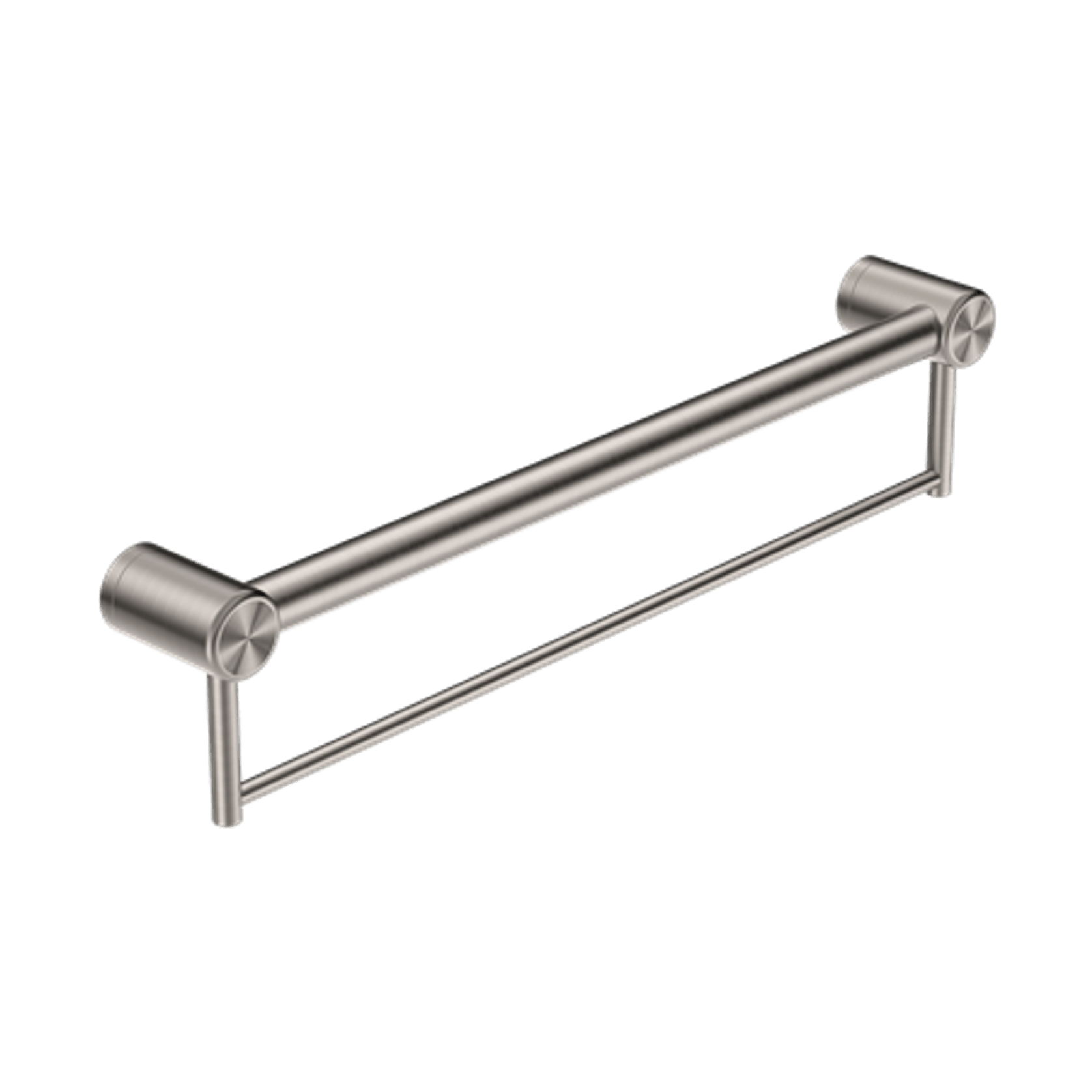 Mecca Care 32mm Grab Rail With Towel Holder 600mm Brushed Nickel gallery detail image