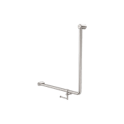 Mecca Care 32mm Ambulant 90 Degree Bent Tube Grab Rail 750X750mm With Toilet Roll Holder Brushed Nickel gallery detail image