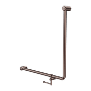 Mecca Care 32mm Ambulant 90 Degree Bent Tube Grab Rail 750X750mm With Toilet Roll Holder Brushed Bronze gallery detail image