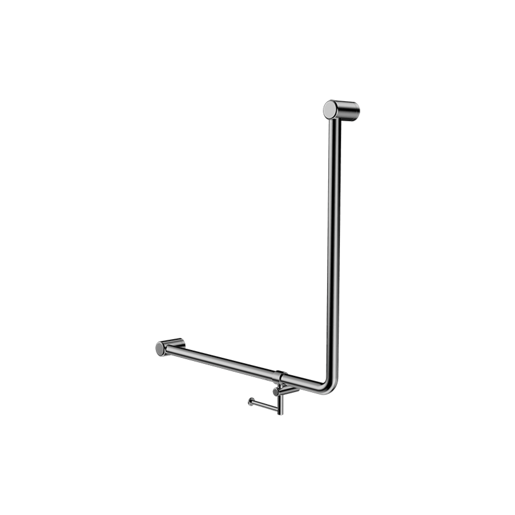 Mecca Care 32mm Ambulant 90 Degree Bent Tube Grab Rail 750X750mm With Toilet Roll Holder Chrome gallery detail image