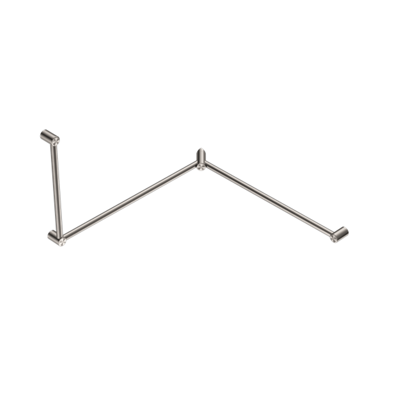 Mecca Care 32mm DDA Toilet Grab Rail Set 90 Degree Continuous 600X1065X1025mm Brushed Nickel gallery detail image