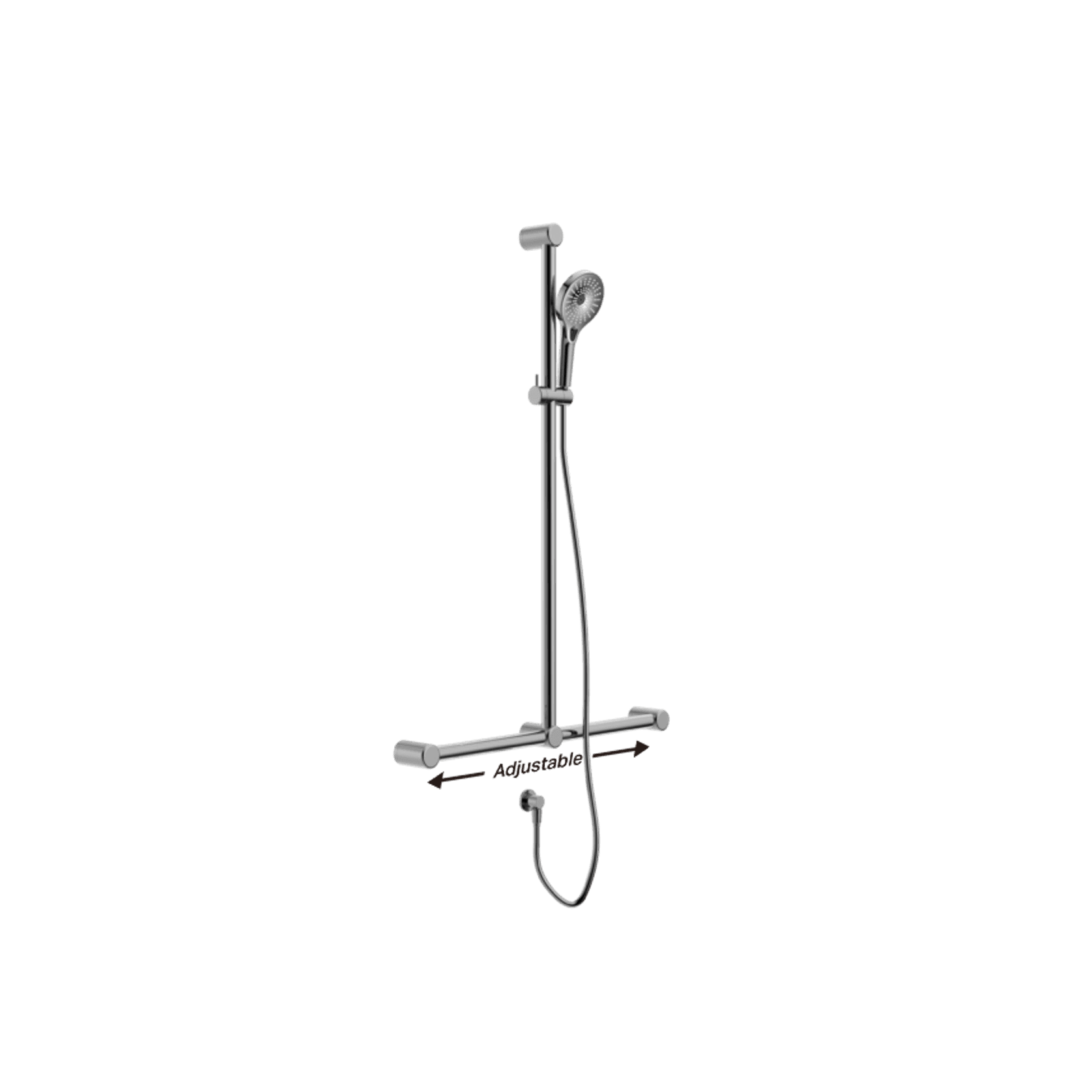 Mecca Care 32mm T Bar Grab Rail And Adjustable Shower Set 1100X750mm Chrome gallery detail image