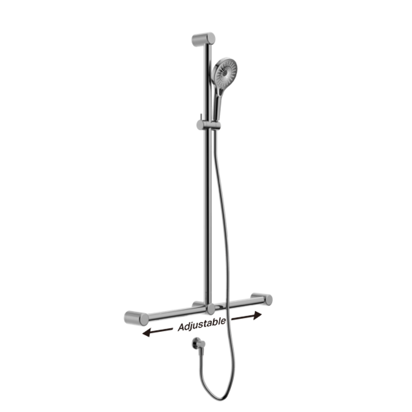 Mecca Care 32mm T Bar Grab Rail And Adjustable Shower Set 1100X750mm Chrome gallery detail image