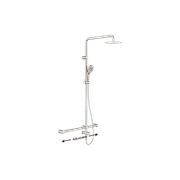 Mecca Care 32mm T Bar Grab Rail 1100x750mm Twin Shower Set Brushed Nickel gallery detail image