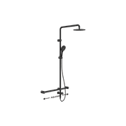 Mecca Care 32mm T Bar Grab Rail 1100x750mm Twin Shower Set Matte Black gallery detail image