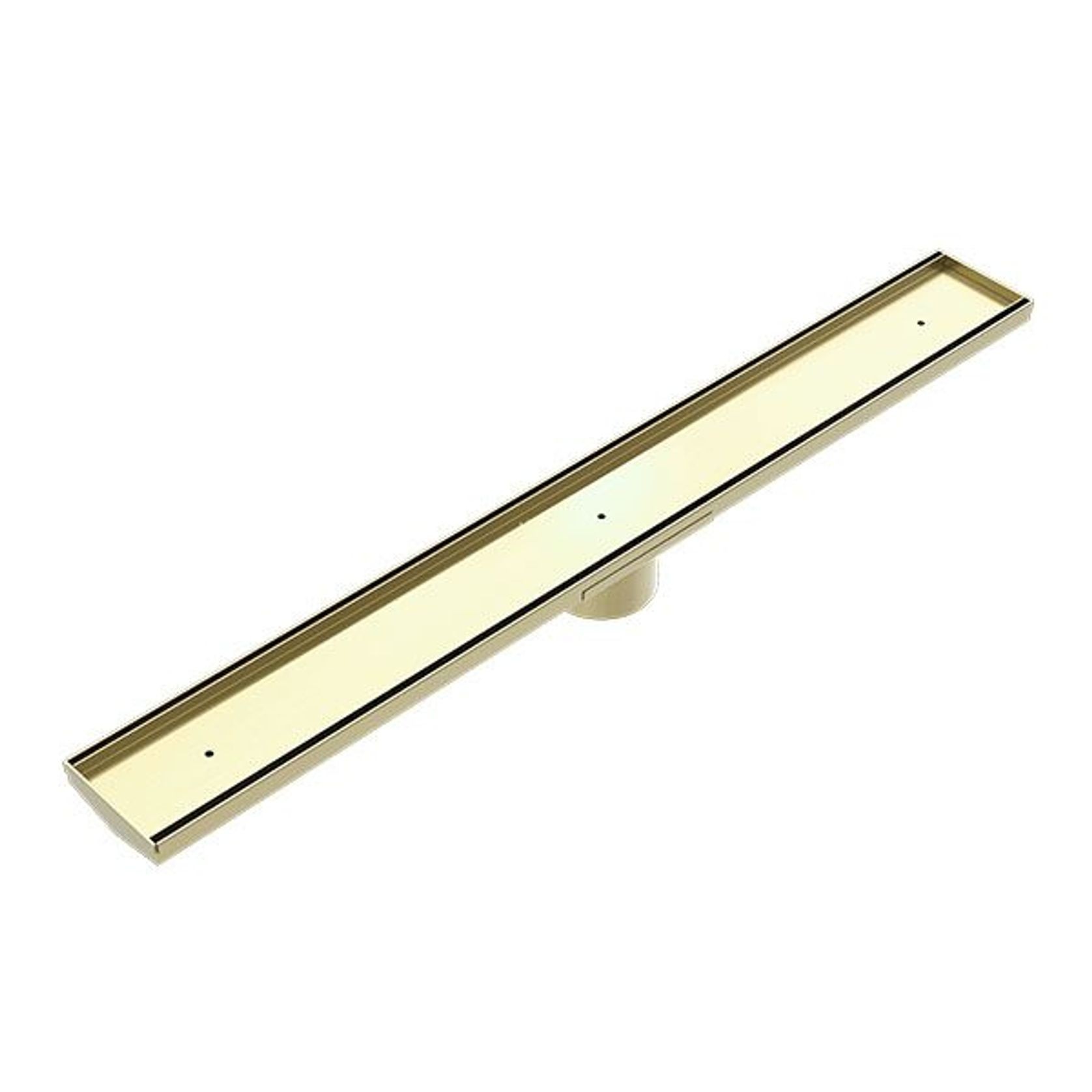 Tile Insert V Channel Floor Grate 89mm Outlet With Hole Saw Brushed Gold gallery detail image
