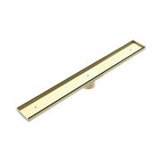 Tile Insert V Channel Floor Grate 80mm Outlet With Hole Saw Brushed Gold gallery detail image