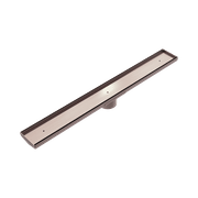 Tile Insert V Channel Floor Grate 80mm Outlet With Hole Saw Brushed Bronze gallery detail image