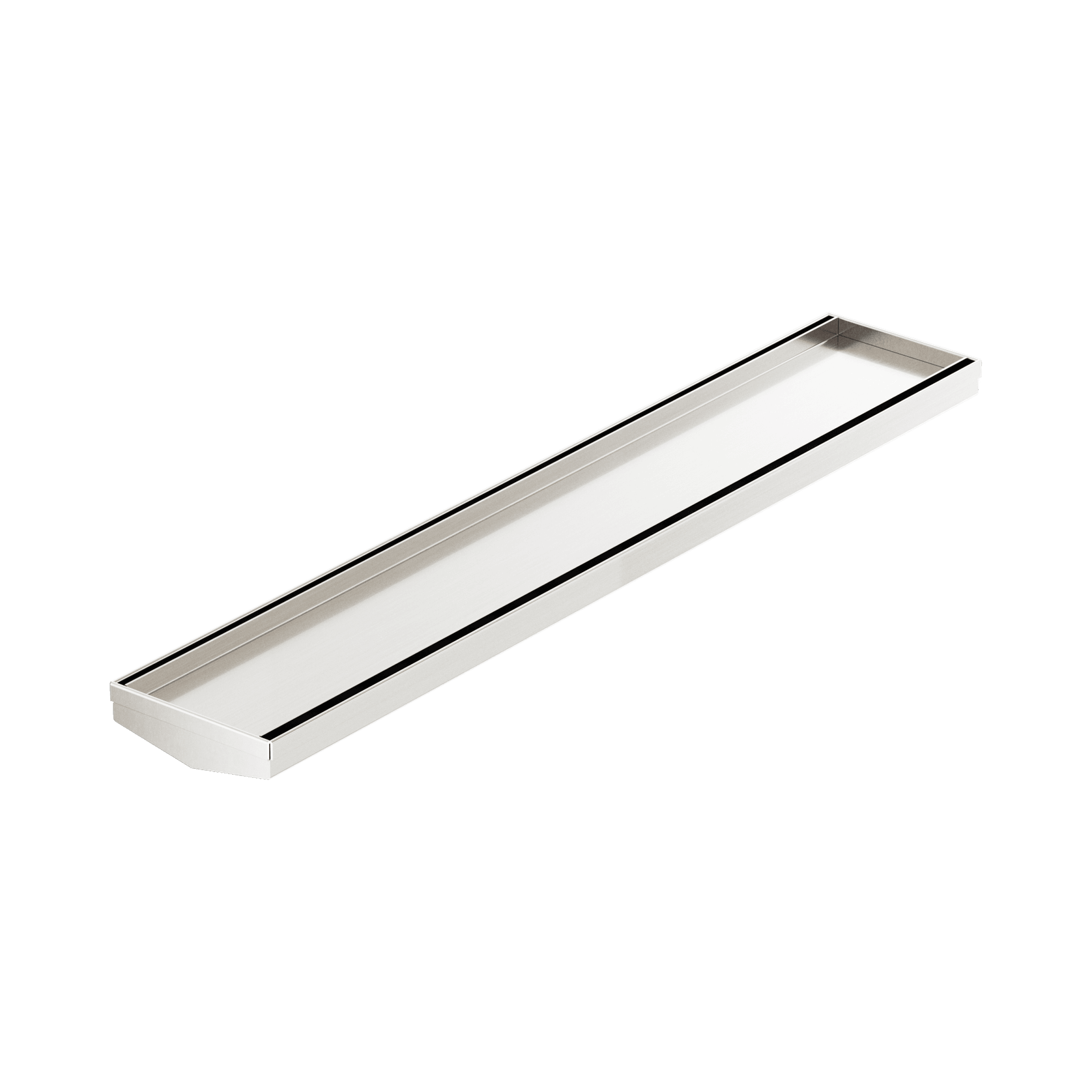 Tile Insert V Channel 600mm Floor Grate 80mm/89mm Outlet Without Outlet And Hole Saw Brushed Nickel gallery detail image