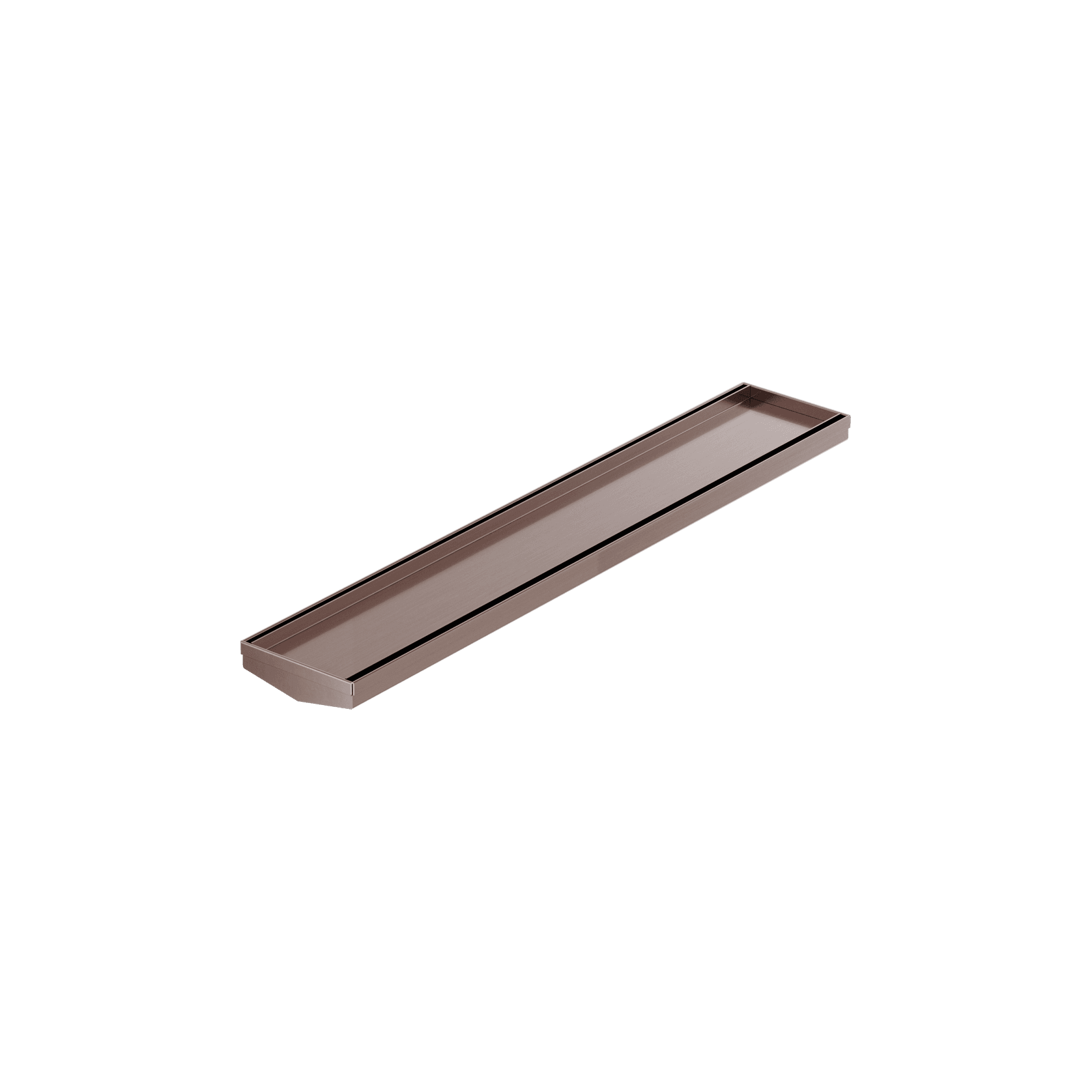 Tile Insert V Channel 600mm Floor Grate 80mm/89mm Outlet Without Outlet And Hole Saw Brushed Bronze gallery detail image