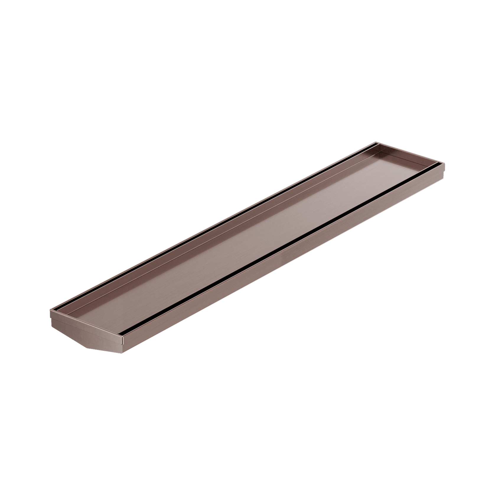 Tile Insert V Channel 600mm Floor Grate 80mm/89mm Outlet Without Outlet And Hole Saw Brushed Bronze gallery detail image