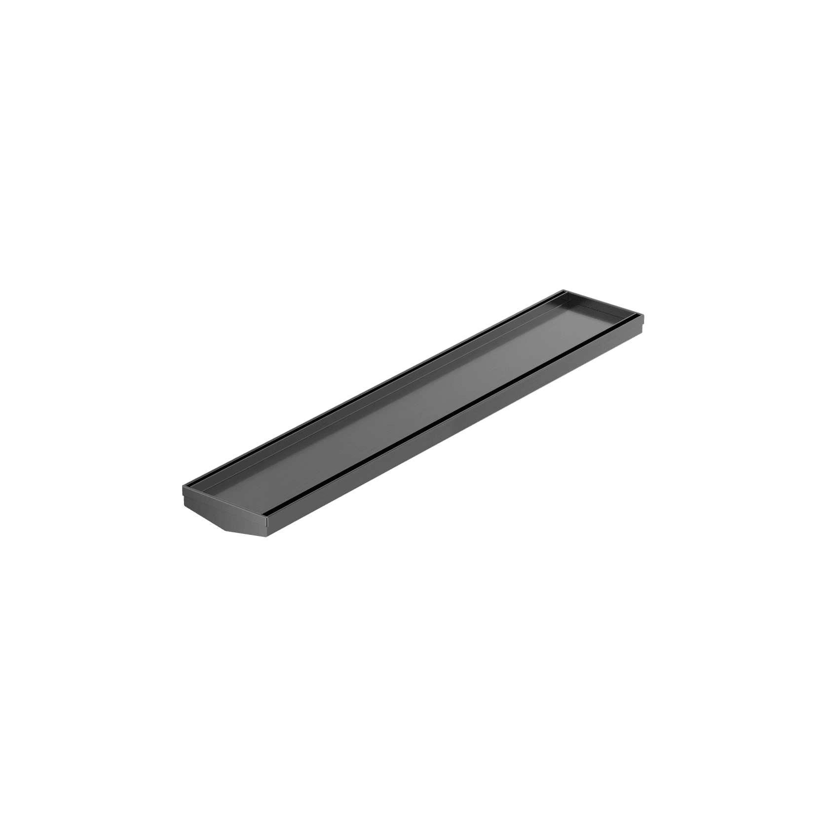 Tile Insert V Channel 600mm Floor Grate 80mm/89mm Outlet Without Outlet And Hole Saw Gun Metal gallery detail image