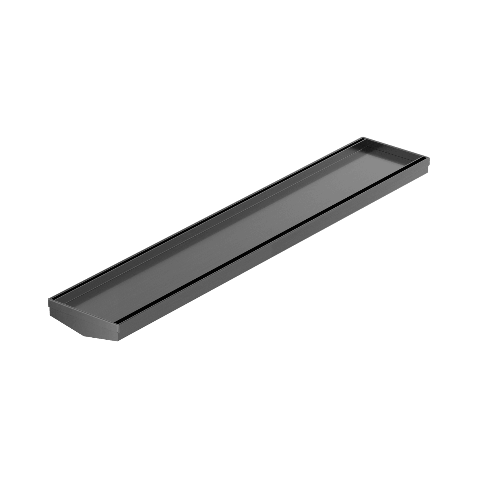 Tile Insert V Channel 600mm Floor Grate 80mm/89mm Outlet Without Outlet And Hole Saw Gun Metal gallery detail image