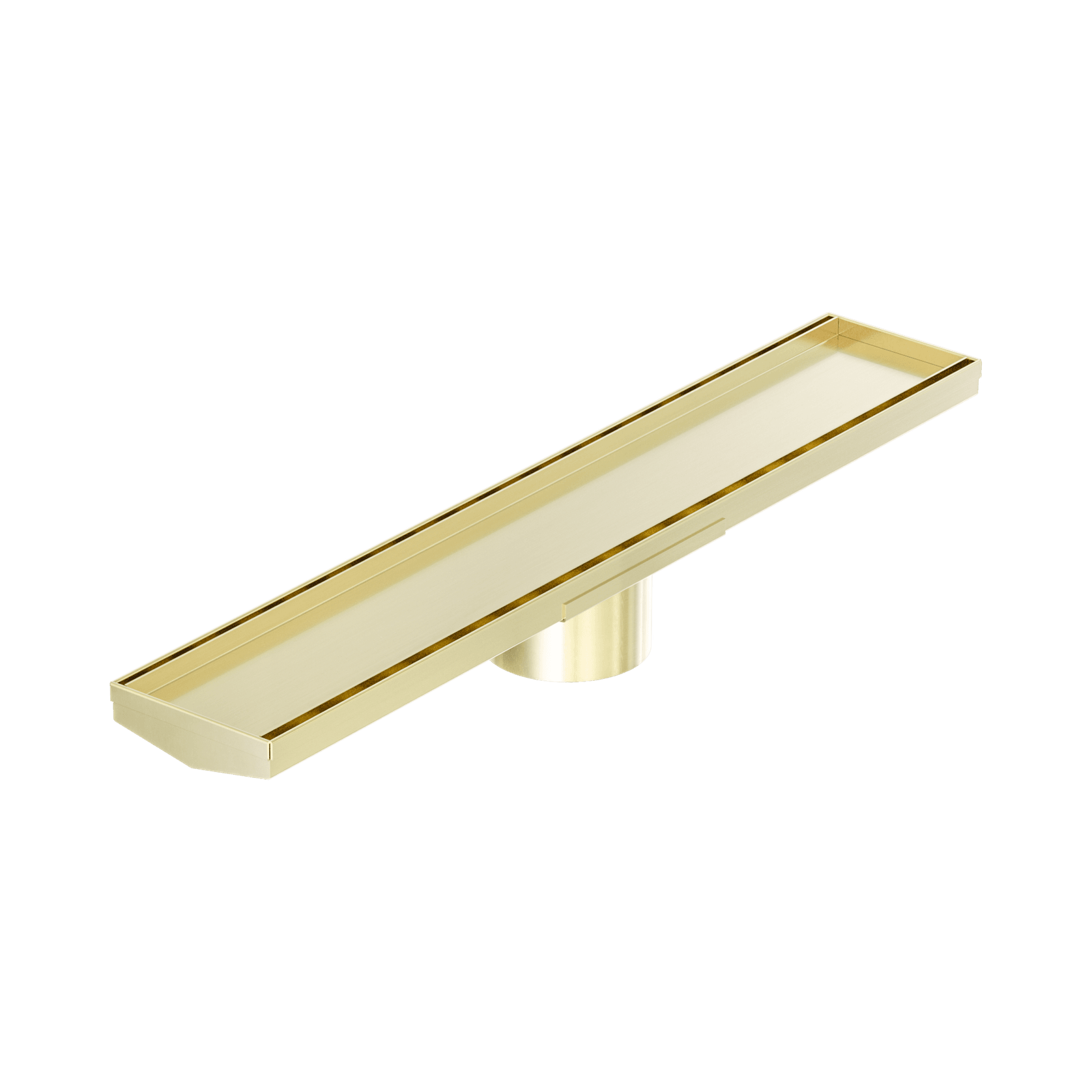 Tile Insert V Channel 600mm Floor Grate 89mm Outlet With Hole Saw Brushed Gold gallery detail image