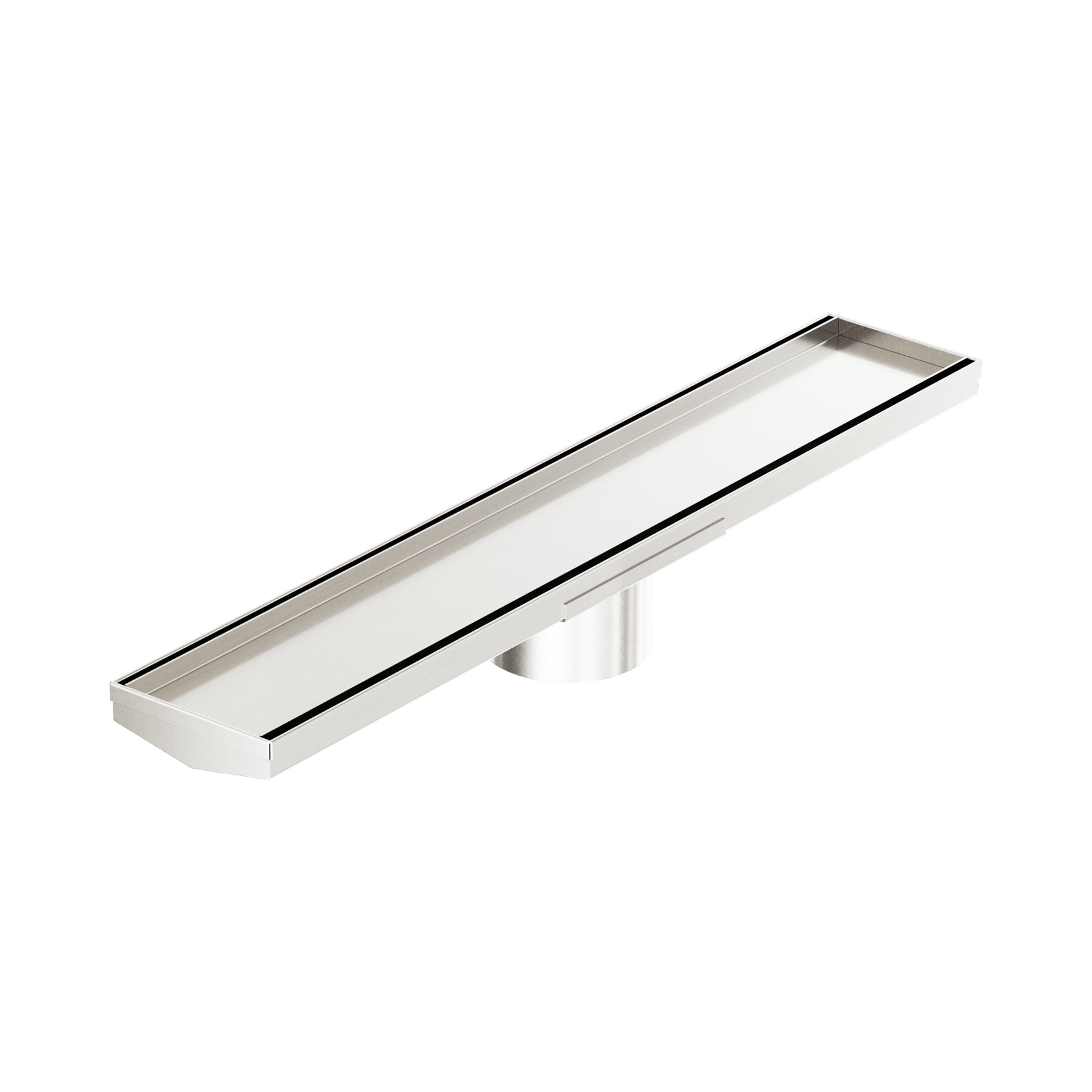 Tile Insert V Channel 600mm Floor Grate 89mm Outlet With Hole Saw Brushed Nickel gallery detail image