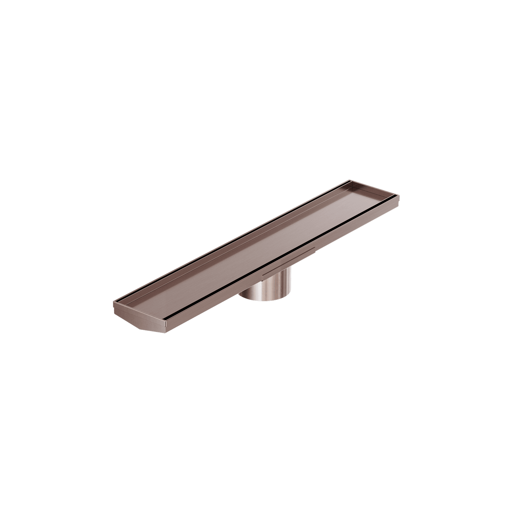 Tile Insert V Channel 600mm Floor Grate 89mm Outlet With Hole Saw Brushed Bronze gallery detail image