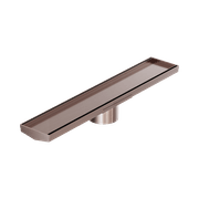 Tile Insert V Channel 600mm Floor Grate 89mm Outlet With Hole Saw Brushed Bronze gallery detail image