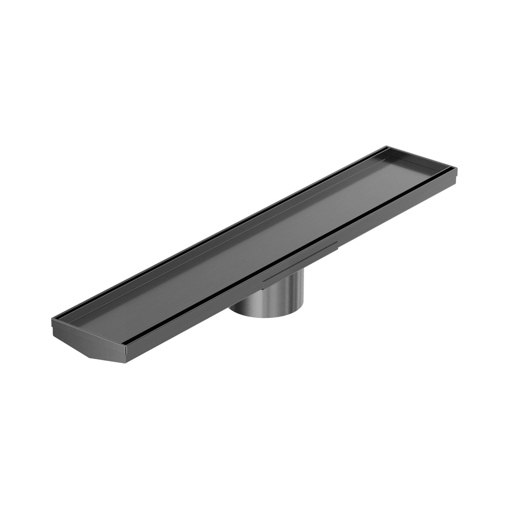 Tile Insert V Channel 600mm Floor Grate 89mm Outlet With Hole Saw Gun Metal gallery detail image