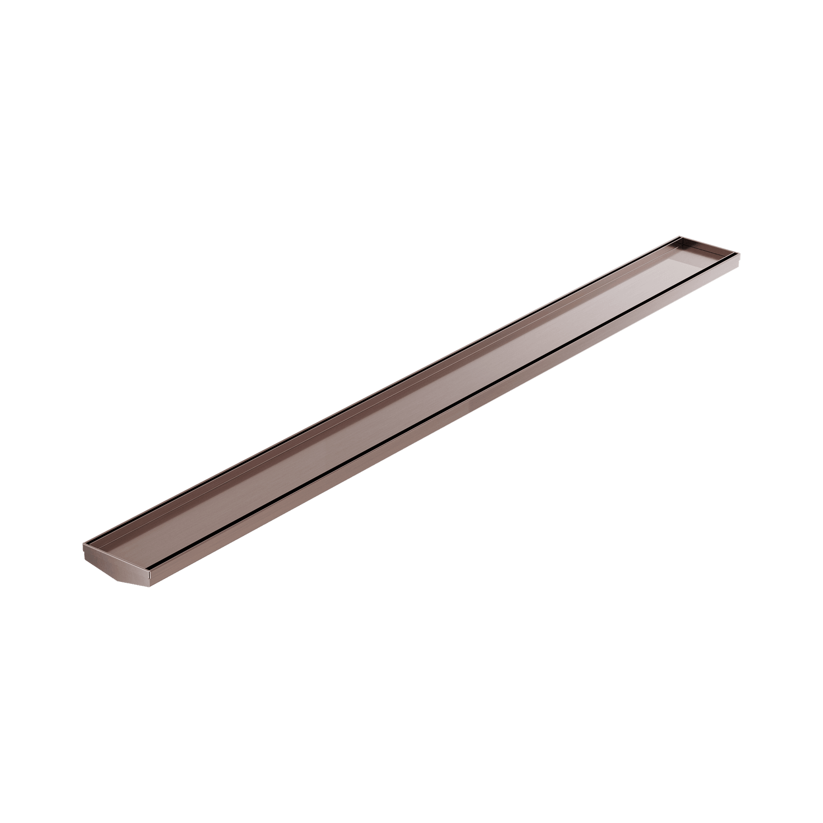 Tile Insert V Channel 1200mm Floor Grate 80mm/89mm Outlet Without Outlet And Hole Saw Brushed Bronze gallery detail image