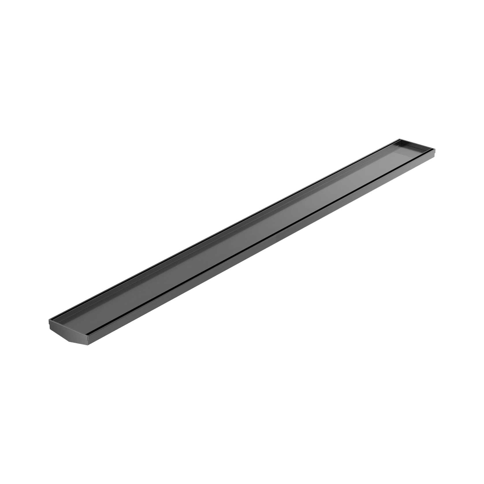 Tile Insert V Channel 1200mm Floor Grate 80mm/89mm Outlet Without Outlet And Hole Saw Gun Metal gallery detail image