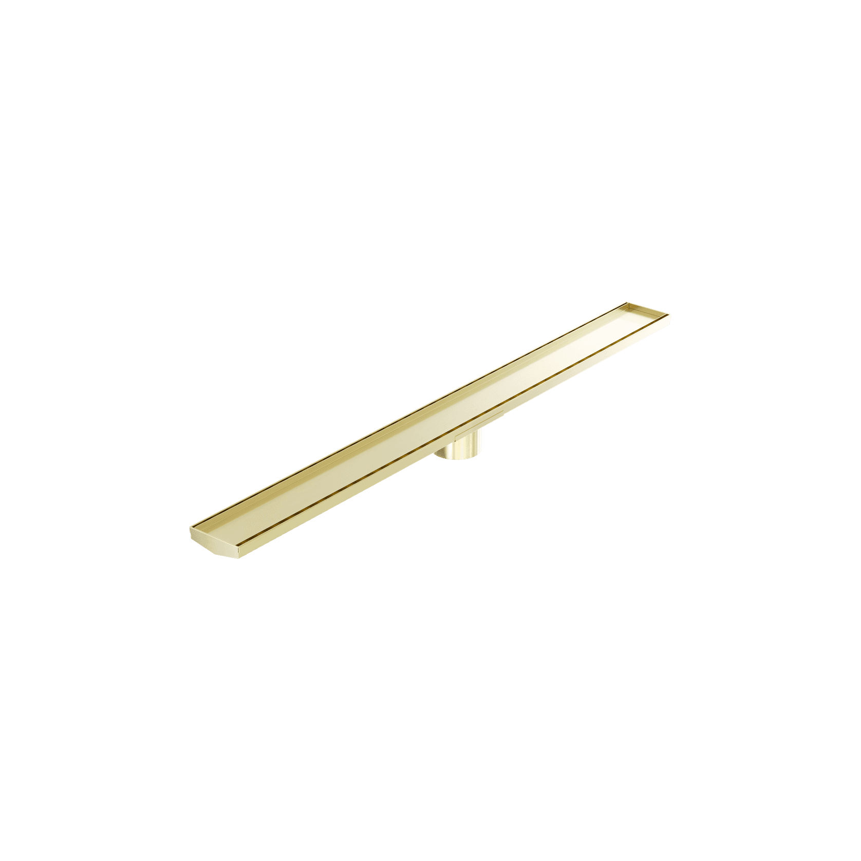 Tile Insert V Channel 1200mm Floor Grate 89mm Outlet With Hole Saw Brushed Gold gallery detail image