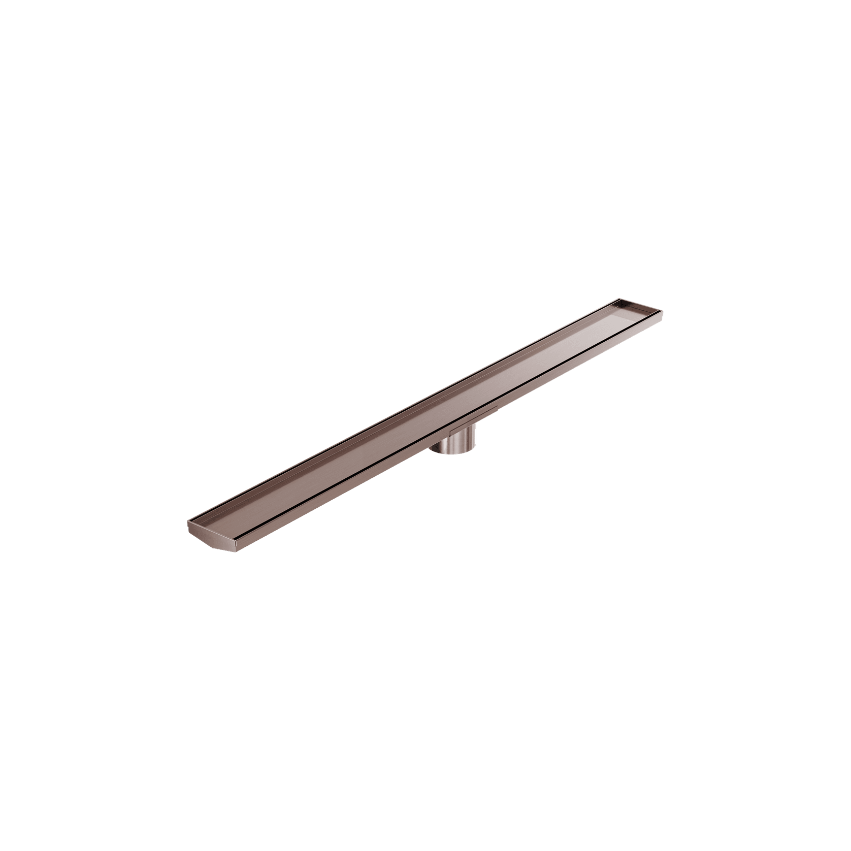 Tile Insert V Channel 1200mm Floor Grate 89mm Outlet With Hole Saw Brushed Bronze gallery detail image