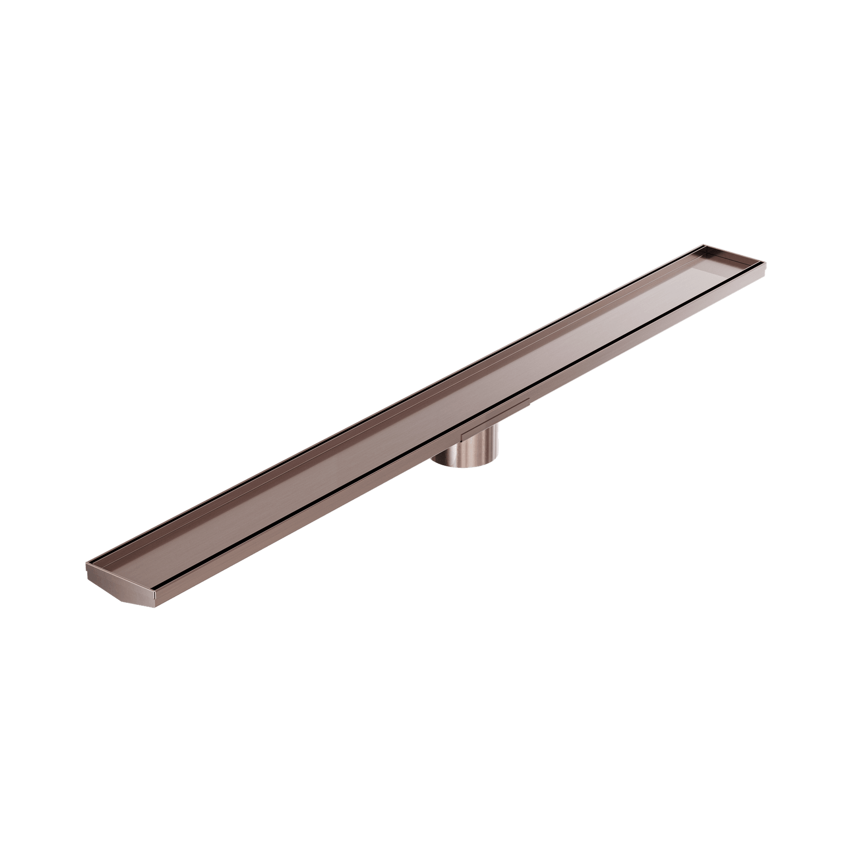 Tile Insert V Channel 1200mm Floor Grate 89mm Outlet With Hole Saw Brushed Bronze gallery detail image