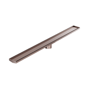 Tile Insert V Channel 1200mm Floor Grate 89mm Outlet With Hole Saw Brushed Bronze gallery detail image