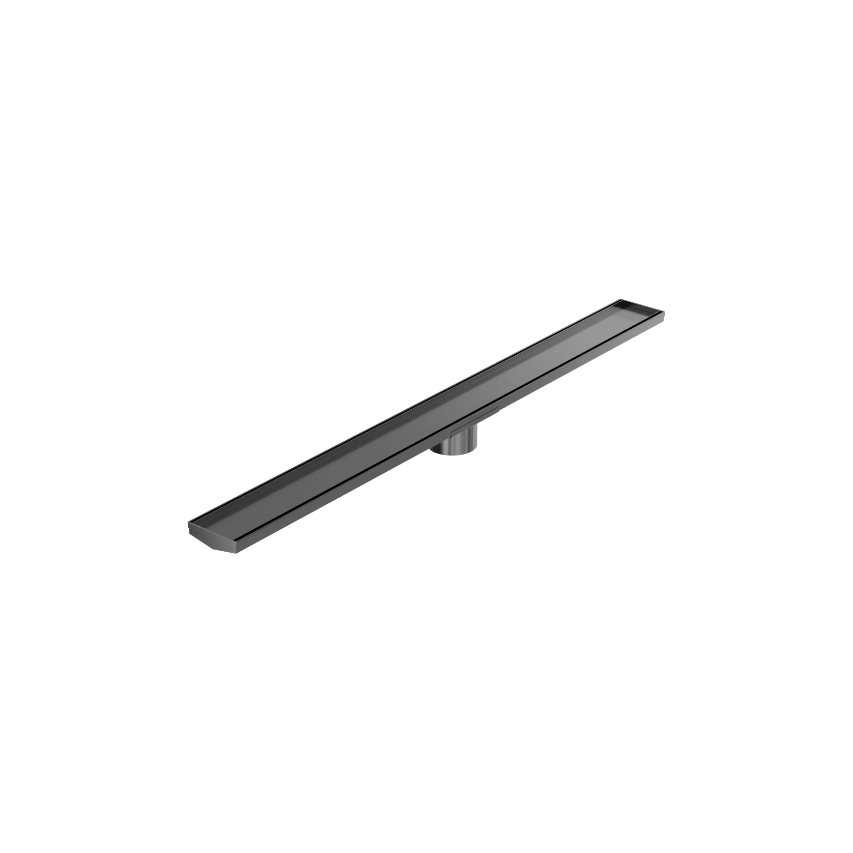 Tile Insert V Channel 1200mm Floor Grate 89mm Outlet With Hole Saw Gun Metal gallery detail image