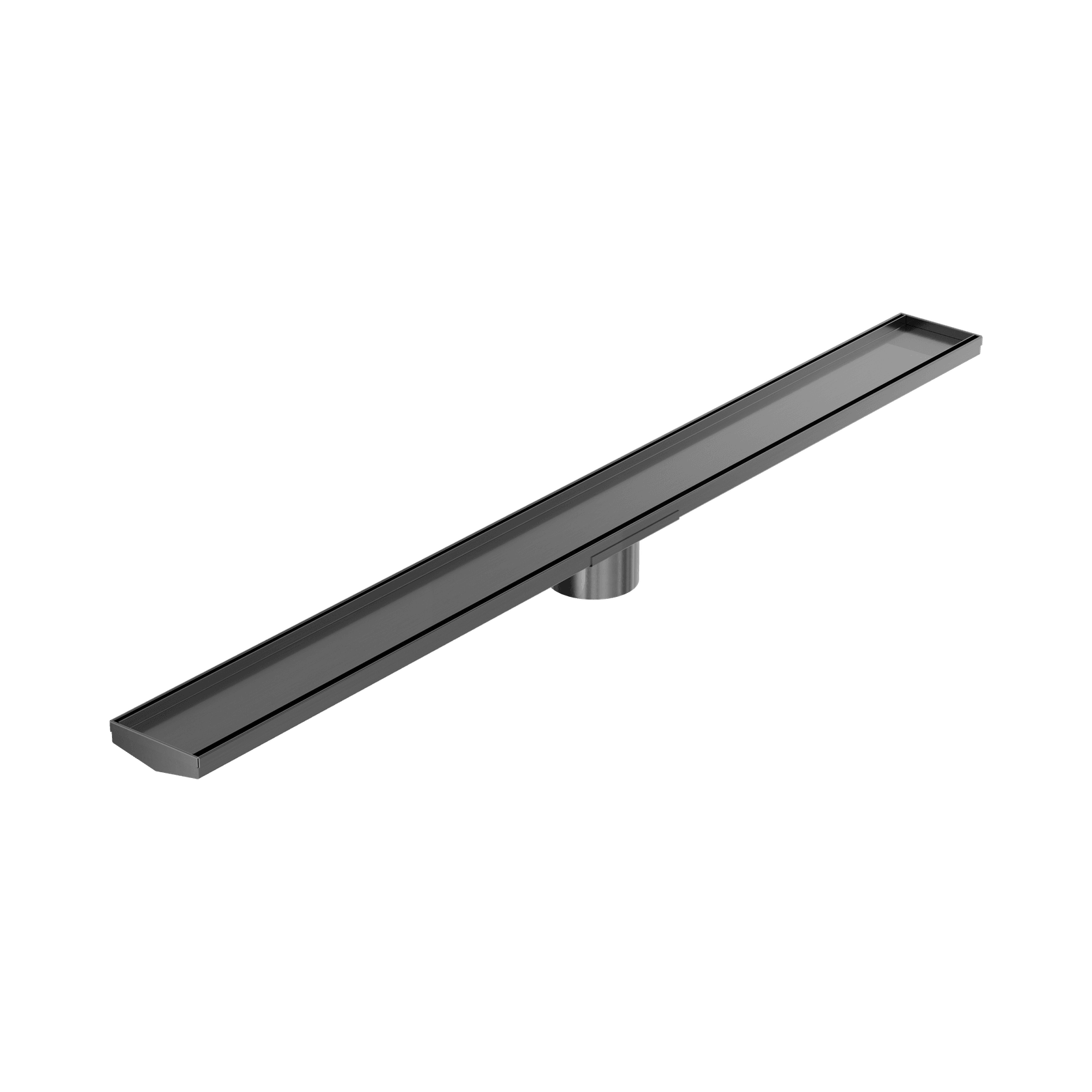 Tile Insert V Channel 1200mm Floor Grate 89mm Outlet With Hole Saw Gun Metal gallery detail image