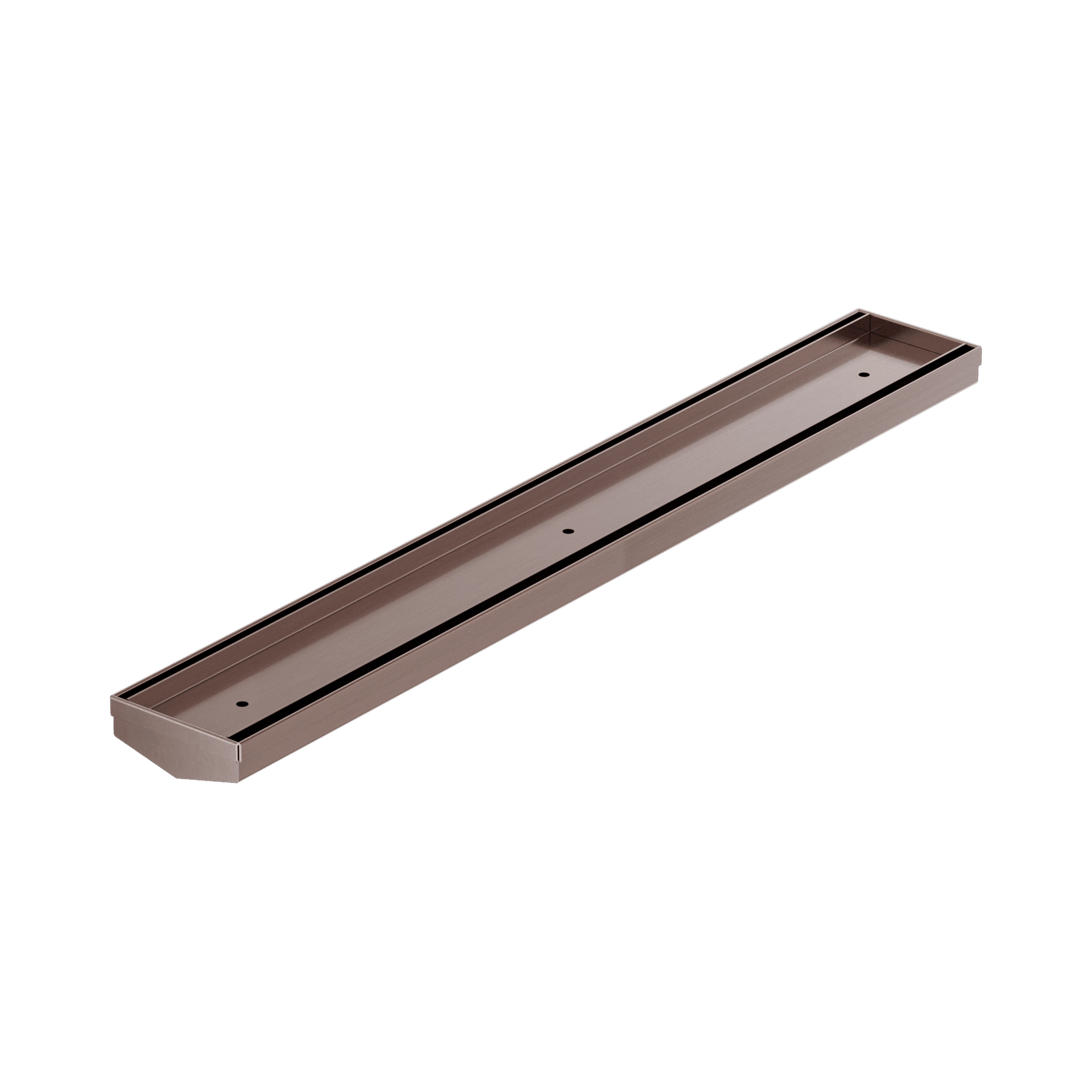 Tile Insert V Channel 600mm Floor Grate 50mm Outlet Without Outlet And Hole Saw Brushed Bronze gallery detail image