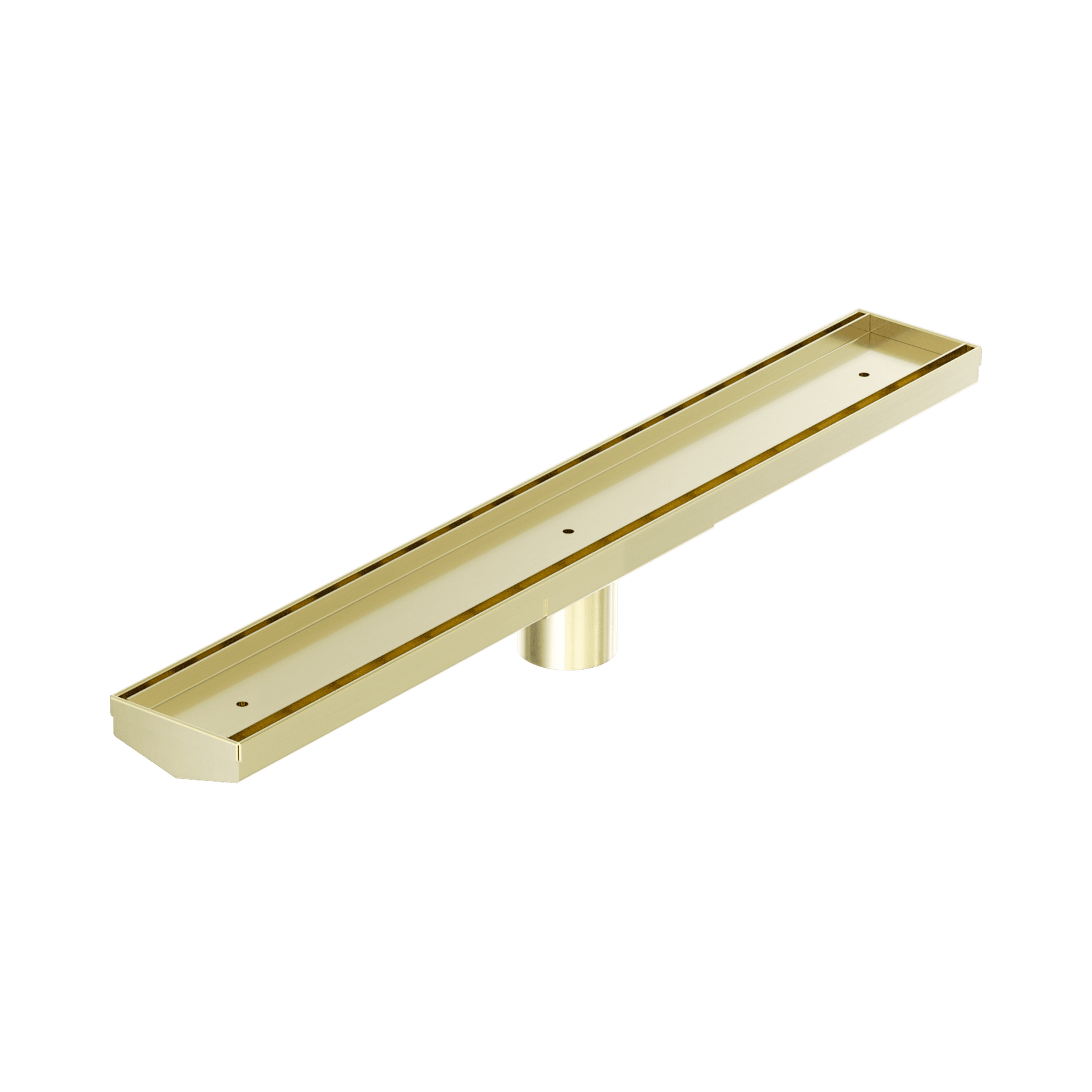 Tile Insert V Channel 600mm Floor Grate 50mm Outlet With Hole Saw Brushed Gold gallery detail image