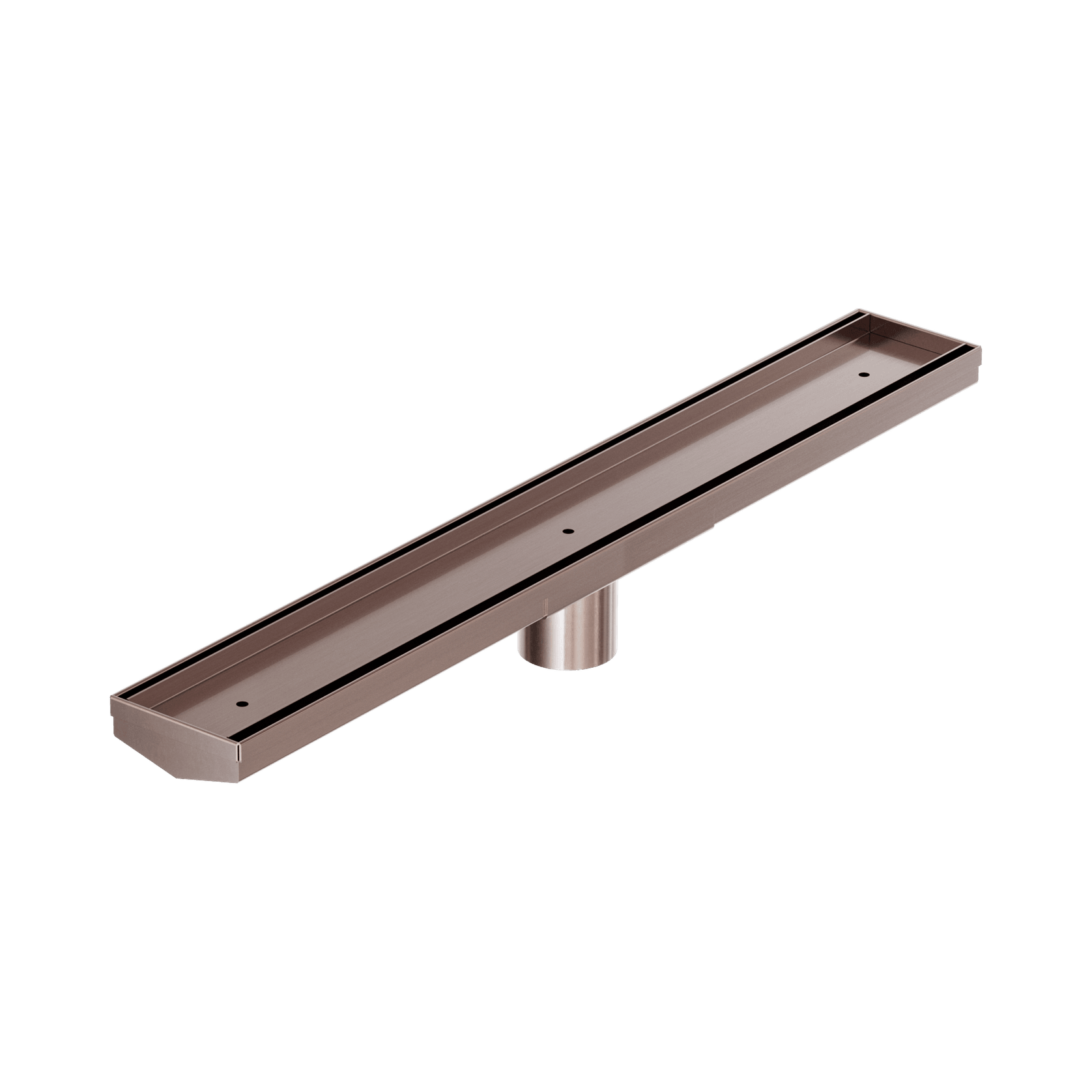 Tile Insert V Channel 600mm Floor Grate 50mm Outlet With Hole Saw Brushed Bronze gallery detail image