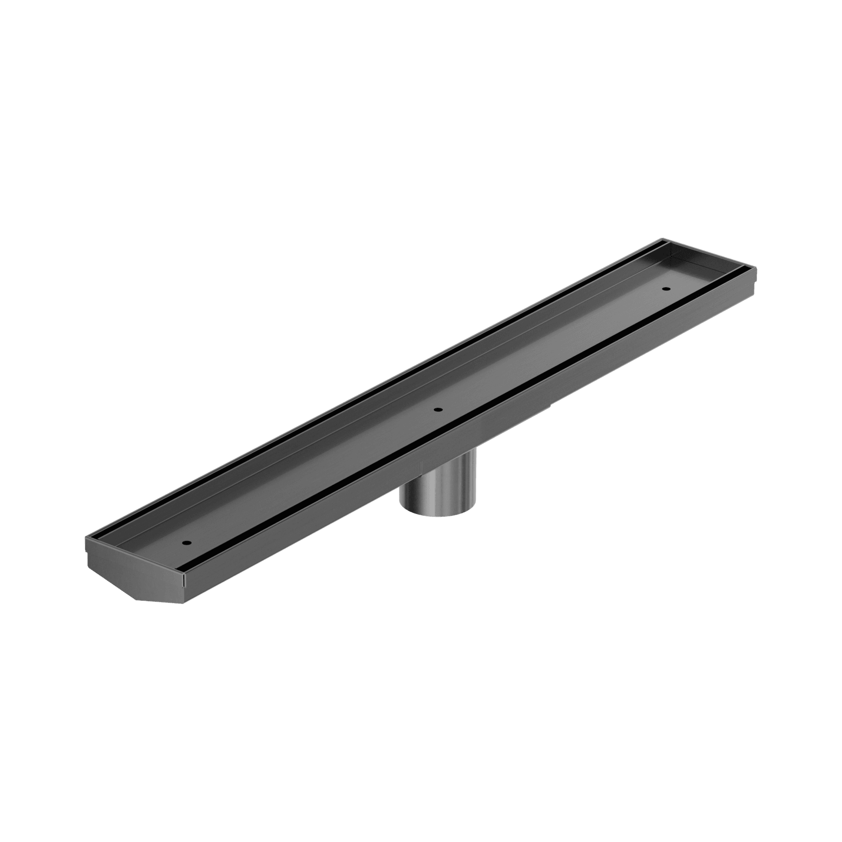 Tile Insert V Channel 600mm Floor Grate 50mm Outlet With Hole Saw Gun Metal gallery detail image